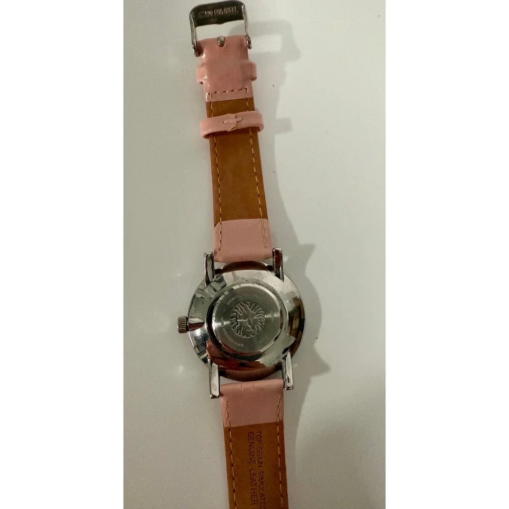 Anne Klein Watch Womens‎ Silver Pink Leather Strap Mother of Pearl Dial